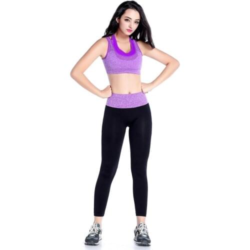 New solid Breathable O-neck Sleeveless Top and Long Pant Women Yoga Set Lady Gym Clothing Fitness Workout Sportwear Set