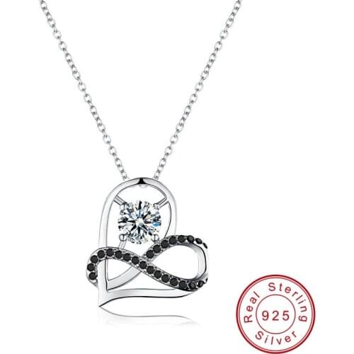 New Black Awn Romantic Arrive 925 Sterling Silver Fine Jewelry Trendy Engagement Heart necklaces & pendants for Women PP070