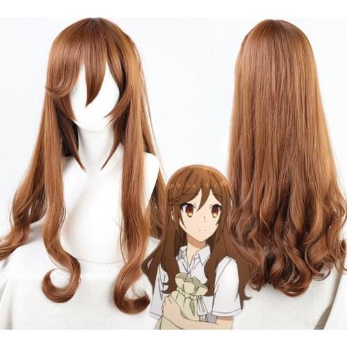 New Anime Hori-san to Miyamura-kun Hori Kyoko Cosplay Long Brown Wig Heat Resistant Synthetic Hair +Free Wig Cap