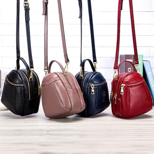 Genuine Leather Ladys Small Crossbody Bag Messenger Bags Shoulder Bags Mobile Phone Bag for Women Bucket Bag