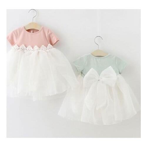 Newborn Infant Clothes Baby Girl Princess Dress Lace Floral Baptism Bow Little Girls Tulle Wedding Party Birthday Dresses