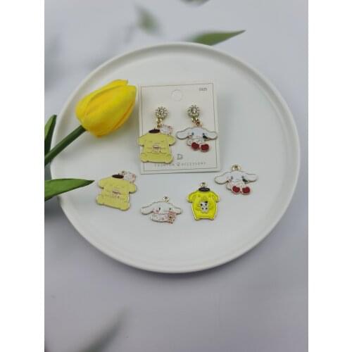 10pcs/bag Oil Drop Cartoon Animals Rabbit Charm Pendant Enamel Metal Bunny Dog Charms For DIY Earring Jewelry Accessories Girls