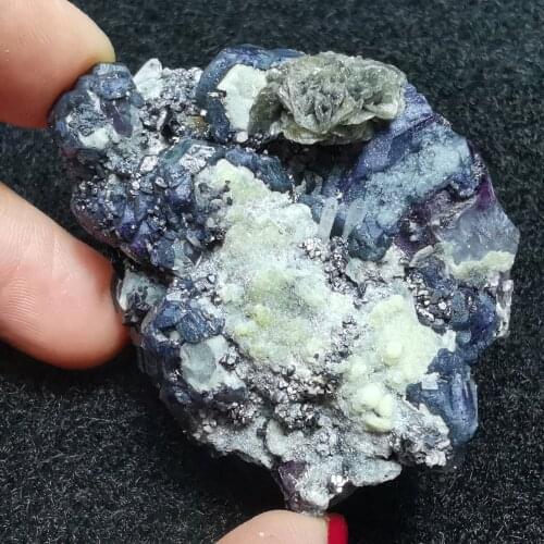 81.6gNatural purple fluorite brass ferrophosphate crystal mica paragenetic mineral specimen energy QUARTZ GEM home decoration