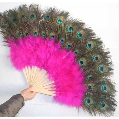Fluffy high quality Ostrich Feather Fan Halloween Party Ornament Decor Necessary Handheld Plumes Fan 15 bones