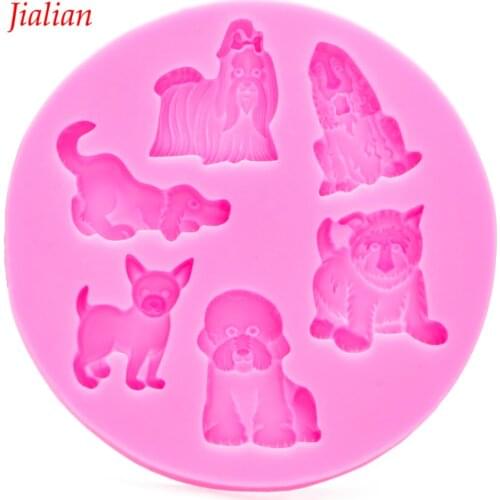Various forms of dog Shaped DIY fondant cake silicone moulds chocolate confectionery for decoration kitchen Baking tools FT-0046