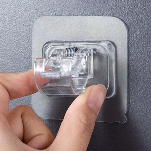 Punch-Free Adjustable Curtain Rod Holder Clamp Hooks Rod Bracket Holders Adhesive Wall Curtain Fixed Clip Hanging Rack Hook