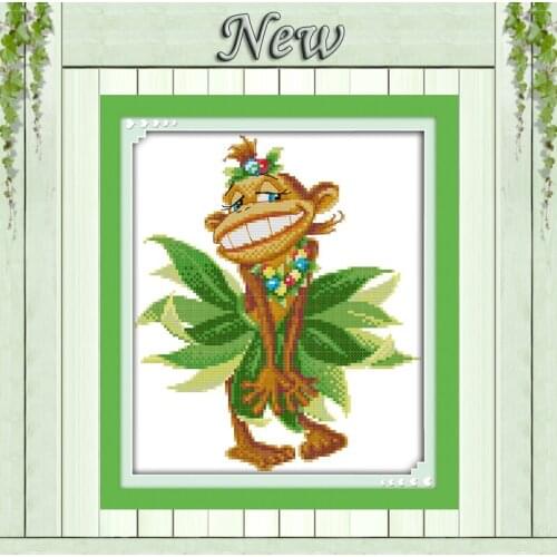 Funny monkey humor Drawing painting,Counted printed on the canvas DMC 14CT 11CT DIY Cross Stitch Needlework kits Embroidery Sets
