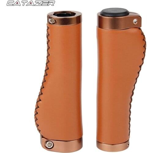 MTB BMX Road Cycling Handlebar Grips Anti-Skid PU Leather Bicycle Grips Mountain Bike Lock on Bicycle Handlebar End Grips