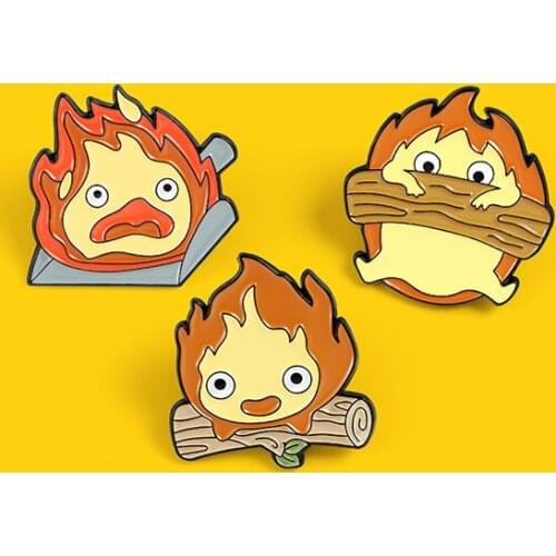 Anime Howls Moving Castle Pin Hayao Miyazaki Backpack Brooch Calcifer Fire Badge Jewelry