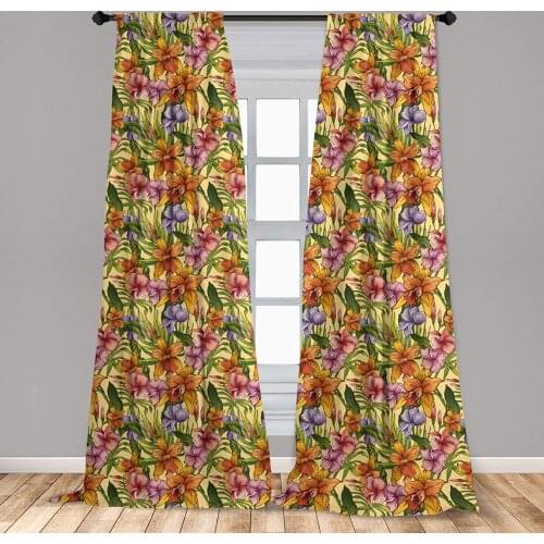 Jungle Curtains Polynesian Botanical Nature with Tropical Flowers Exotic Paradise Aloha Window Curtains for Living Room Bedroom