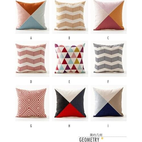 Scandinavian modern minimalist hit color geometric linen pillow cover house cloth soft outfit sofa cushion covers, pillow cases