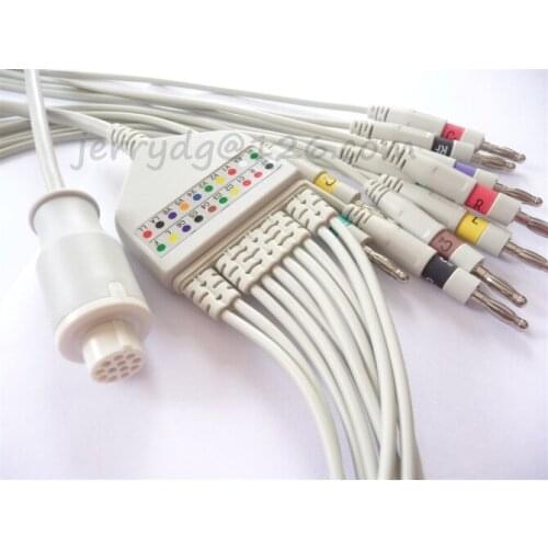 Compatible Datex EKG cable with 10 leads, ECG Cable