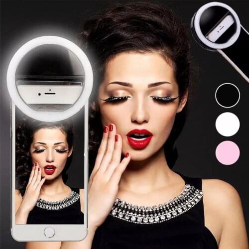 LED Selfie Ring Mobile Phone Clip Lens Light Lamp For Photo Camera Well Smartphone Live Beauty Bulbs Emergency Without battery