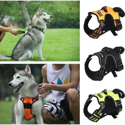 Nylon Pet Dog Reflective Harness Adjustable No Pull Medium Large Naughty Dog Vest Safety Vehicular Lead Walking Running