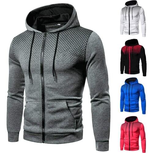 New Mens Autumn And Winter Sweatshirt Leisure Sports Polka Dot Zipper Pocket Hooded Sweater High Quality Daily Warm Sweatshirts