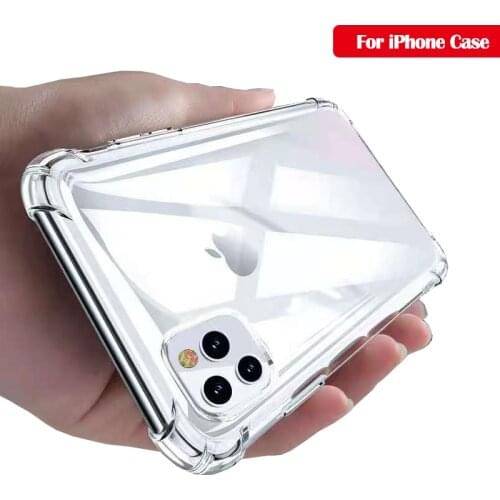 TPU Shockproof Phone Case For iPhone 11 Pro Max X XR XS Max 6 6S 7 8 Plus 5 11 Pro Transparent Protective Cover Case Silicone