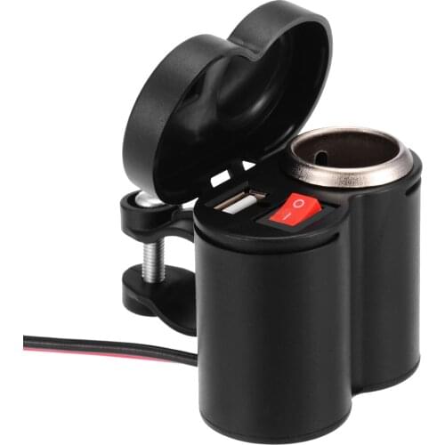 2 in 1 Motorcycle Car Boat 12V 5V USB Power Port Charging Socket Cigarette Lighter for Motorbike Waterproof