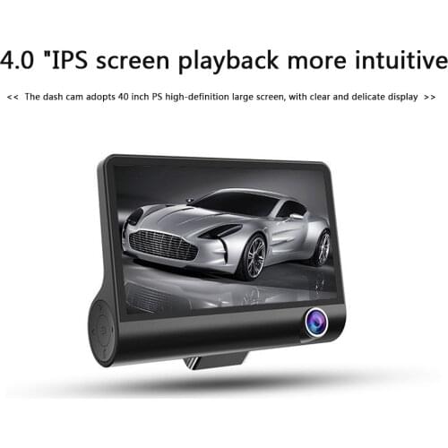 Car DVR 1080P Dash Cam 4 inch Display Dual Lens Car DVR Video Recorder Wide Angle Dashboard Camera with Rearview Camera Dash Cam