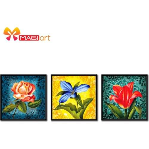 Cross stitch kits Embroidery needlework sets 11CT water soluble canvas patterns 14CT Flower painting Decorative flowers-NCMF035
