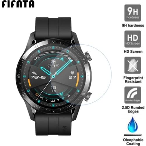FIFATA 2pcs Tempered Glass For Huawei Watch GT GT 2 GT2e Screen Protector Film For Honor Magic Watch2 For Samsung Galaxy 46/42mm