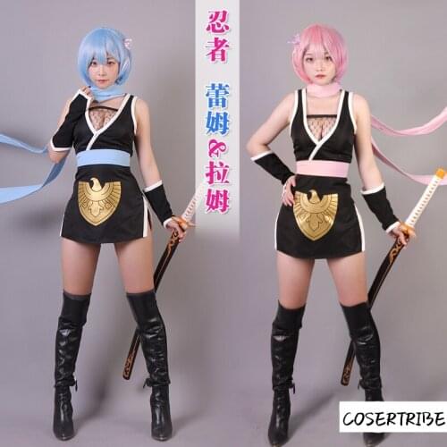 Anime Re:Life In A Different World From Zero Ram Rem Ninja Uniforms Cosplay Costume Women Halloween Carnival Free Shipping 2019