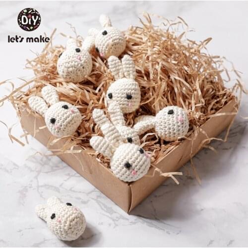 Lets Make Crochet Beads 10pcs Panda Rabbit DIY Baby Teether Toy Gift Teething Rodent Baby Products For Newborns Cotton PVC Free