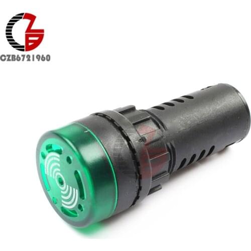 12V 24V 110V 220V AD16-22SM Green LED Flash Indicator Light Signal Light Warning Lamp with Buzzer Alarm