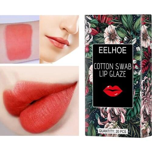 20 Pcs Set Cotton Swab Lipsticks For Outdoor Portable Lipsticks Cosmetics Waterproof Case Lasting Long Cigarette Liquid