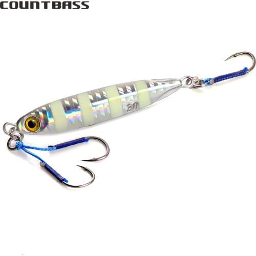 Countbass 3PCS 10g 15g 20g 30g 40g Shore Slim Casting Metal Jigs with Assist hooks Pesca Jigging Lure Saltwater Fishing Bait
