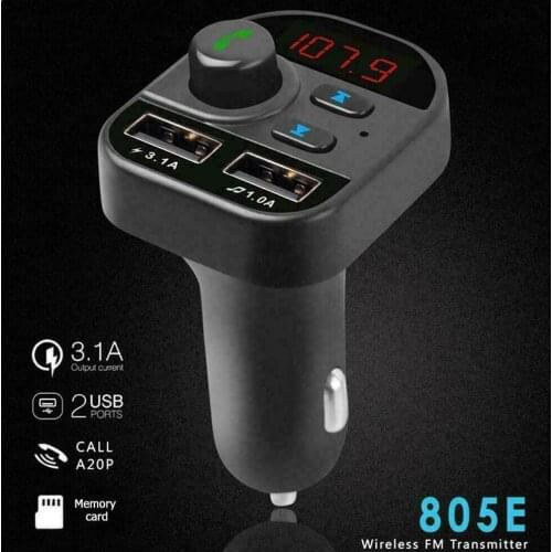 4.1A Bluetooth 5.0 FM Transmitter Handsfree LCD Car Card TF Kit Wireless audio Dual Charger Player Music Receiver USB T3J1