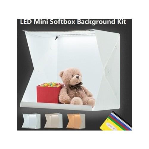 40CM LED Softbox Portable Photography Photo Studio Mini Lightbox Background Kit &6 Color Backdrops USB Light Box for DSLR Phone
