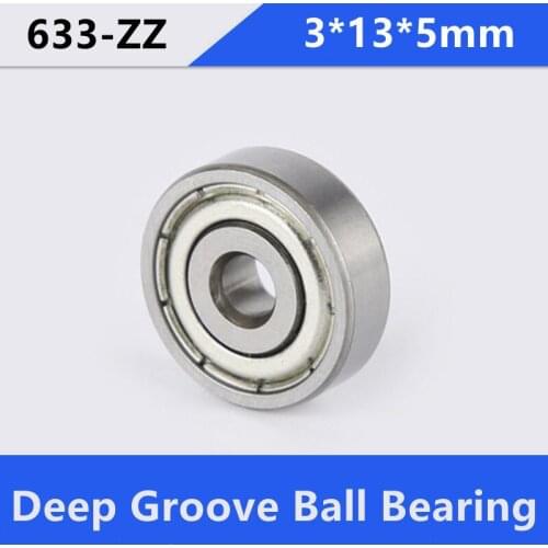 50pcs/lot 633ZZ 633Z 633 3*13*5 mm miniature shielded deep groove ball bearing 3x13x5