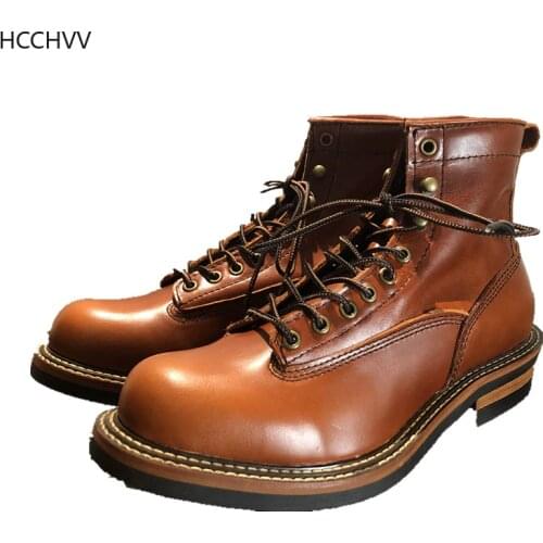 Handmade Real Leather Genuine summer Fall Winter Ankle Designer Shoes Men High Quality Black Full Grain red Boots Oxford mens