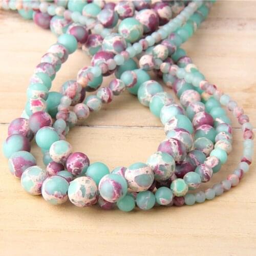 Natural Matte Round ShouShan Stone beads 8mm Snakeskin Blue Stone Spacer loose Beads For Jewelry Making bracelet 6mm bracelet