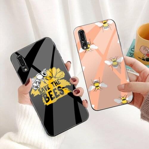 Bee Art Print Phone Case Tempered Glass For Huawei P30 P20 P10 lite honor 7A 8X 9 10 mate 20 Pro