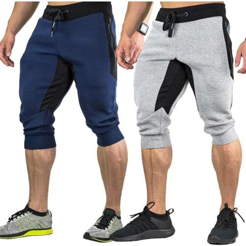 Men Sweatshirts Jogging Pants Men Casual Pants Men Casual Color Block Pockets Drawstring Capris Trousers Loose Sports Shorts