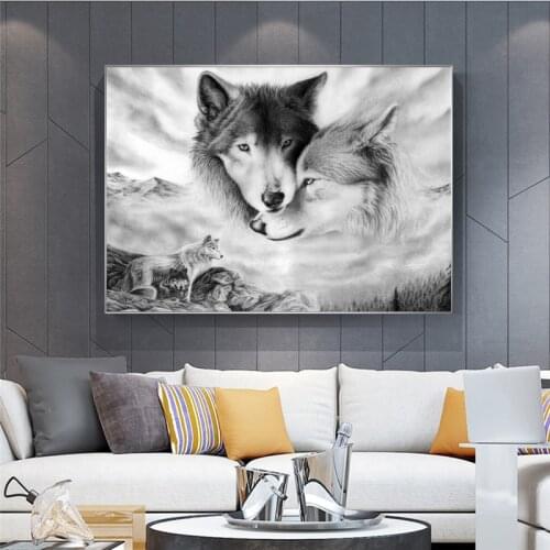 Wolf Paintings on Canvas Animal Print Hanging Pictures for Home Living Room Bedroom Wall Decor Poster and Print