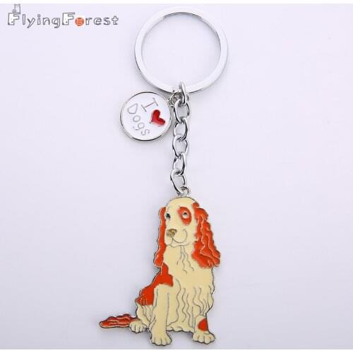 Keychain Cocker Spaniel Dog DIY Metal Door Car Key Logo Factory Wholesale Keychain for Bag Animal Key Holder Cute Pet Keyrings