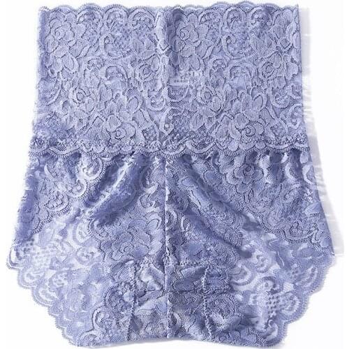 High waist lace sexy traceless large size buttock transparent briefs, pure cotton ladies underwear