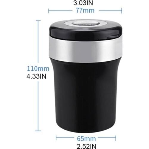 Easy Clean Up Detachable Car Ashtray with Lid Compass LED Light and Lighter