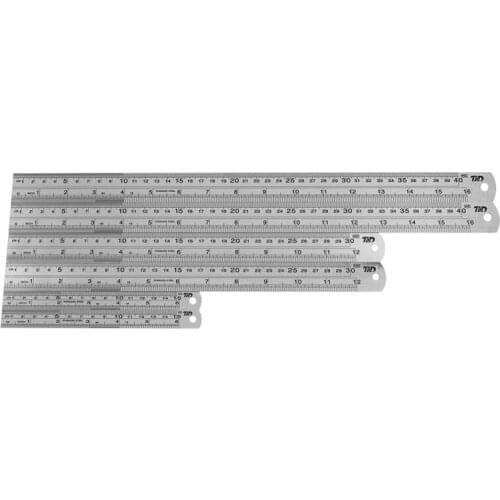 Stainless Steel Ruler Straight Edge Metal Ruler Set For Engineering Office And School 16 inch(40 cm) + 12 inch(30cm) + 6 inch (1
