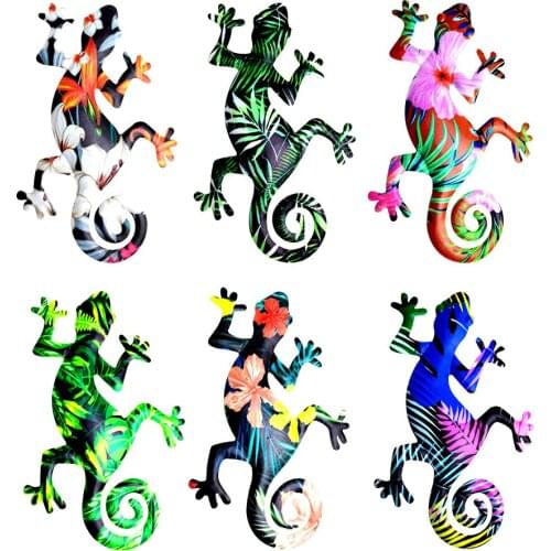 Metal Gecko Wall Hanging Sculptures Outdoor Wrought Iron Gecko Insect Decoration Inspirational Sculpture Home Garden Decoration