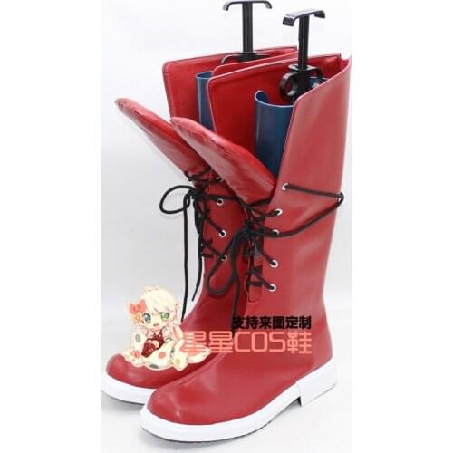 Tsukiuta Haduki You Red Halloween Cosplay Shoes Boots X002