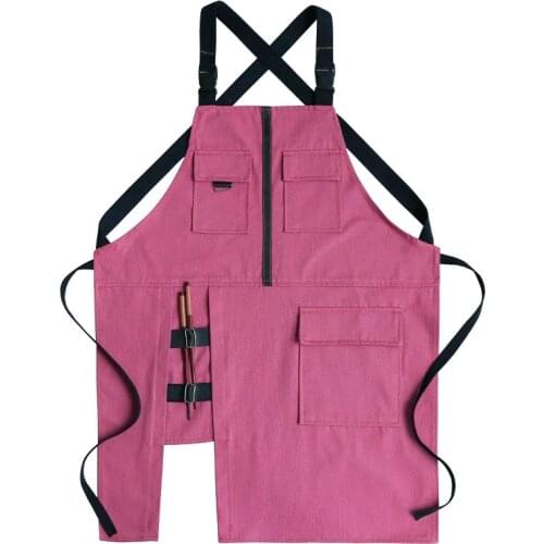 Solid Canvas Pocket Women Men Apron Kitchen Accessories Shop Baking Coffee Pinafore Cooking Accessorie House Cleaning Bibs 46476