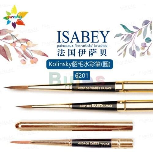 Original French ISABEY 6201 Collinski mink hair Watercolor brush pen Hook line pen Detail pen Combined pen holder Portable brush