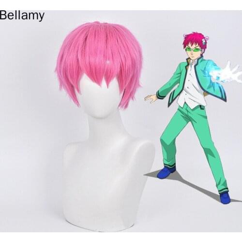 Anime Saiki Kusuo Cosplay hairwear Short Pink hair Cosplay Wig +Wig Cap