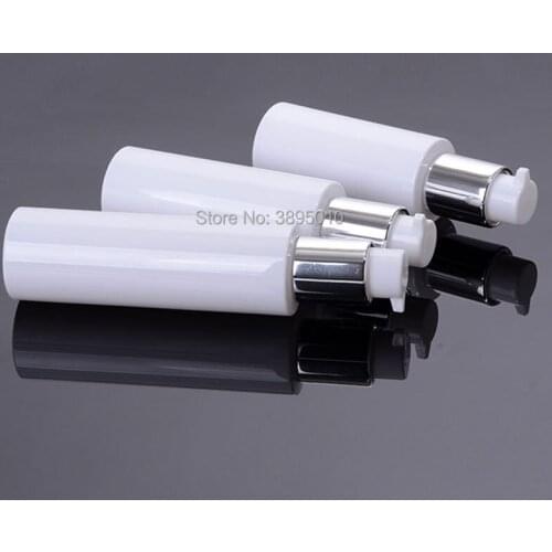 80ML/100ML/120ML Plastic Pumps Silver Pumps w/ Silver Caps High Quality White PET Pump Bottles F1095