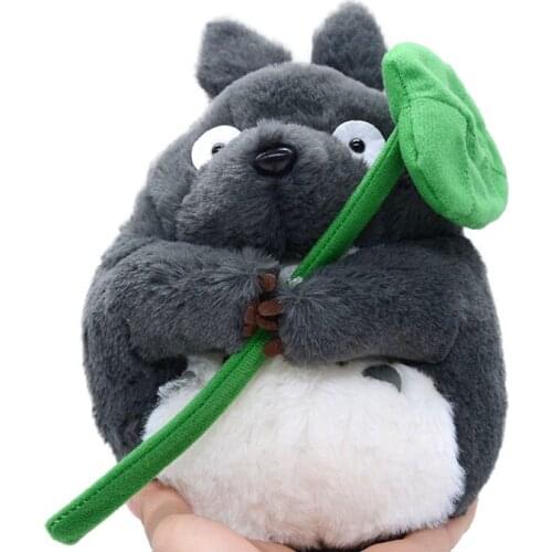High Quality Anime Series Cartoon Totoro with Lotus Leaf Plush Toy Doll Soft Stuffed Doll Desk Decoration Kids Gift 20cm