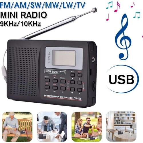 NEW Mini FM Radio Portable Radio Receiver Support AM/FM/SW/MW/LW Full Frequency Radio Receiver Support Alarm Clock for Elderly