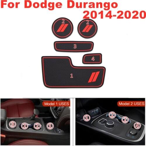 For Dodge Durango 2014-2020 3D Rubber Mat Lnterior Anti Slip Mat Door Slot Pad Cup Cushion Groove Mat Car Accessories